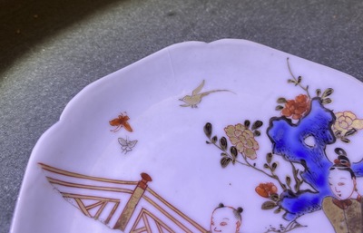 Six Chinese famille rose saucers and five cups, Kangxi and later